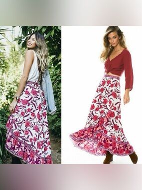 Arnhem Carolina Rose Wrap Skirt, Blush, Size AU8/US4